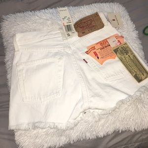 Vintage Distressed White Levi Denim Shorts